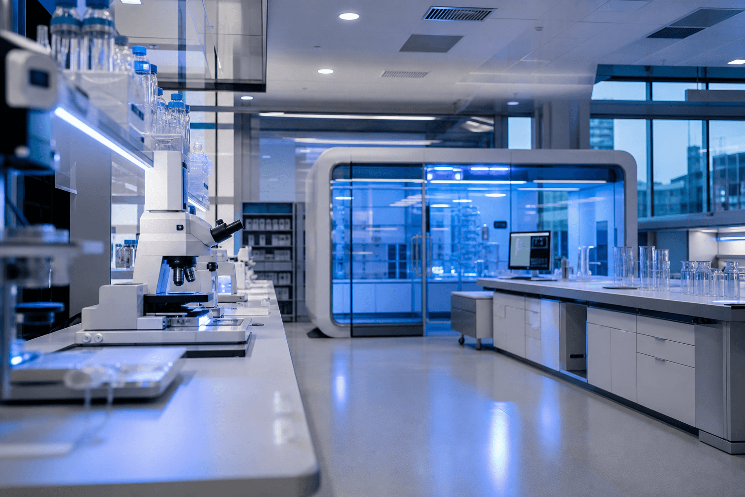 Modern research laboratory with advanced scientific technology